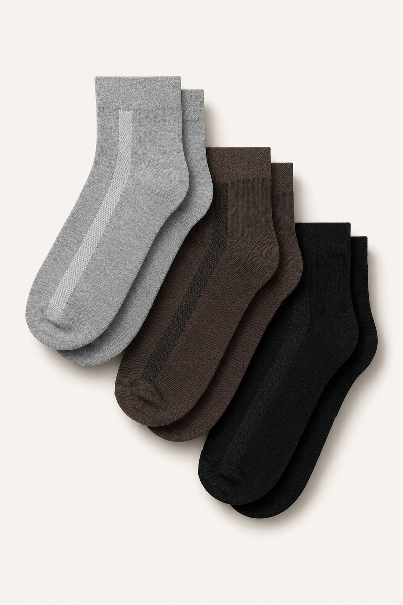 COSMO A2 No-Smell Cotton Socks (Pack of 3)