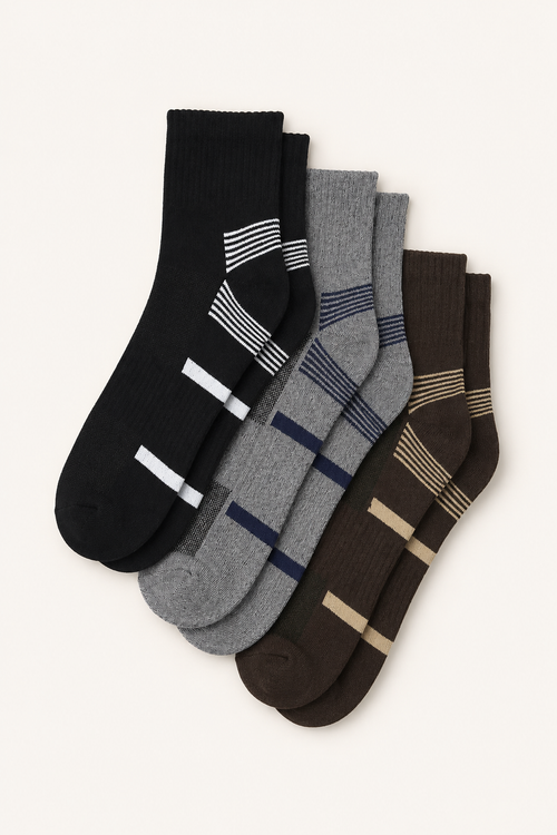 Stride Set One No-Smell Cotton Socks (Pack of 3)