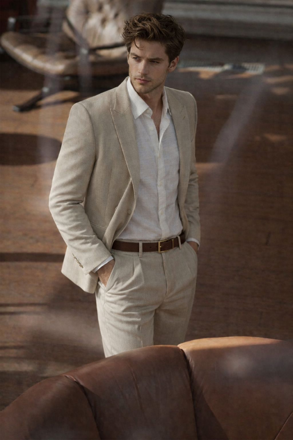 RELAXED-FIT LINEN SHIRT — White
