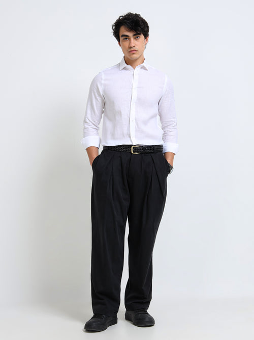 RELAXED-FIT LINEN SHIRT — White
