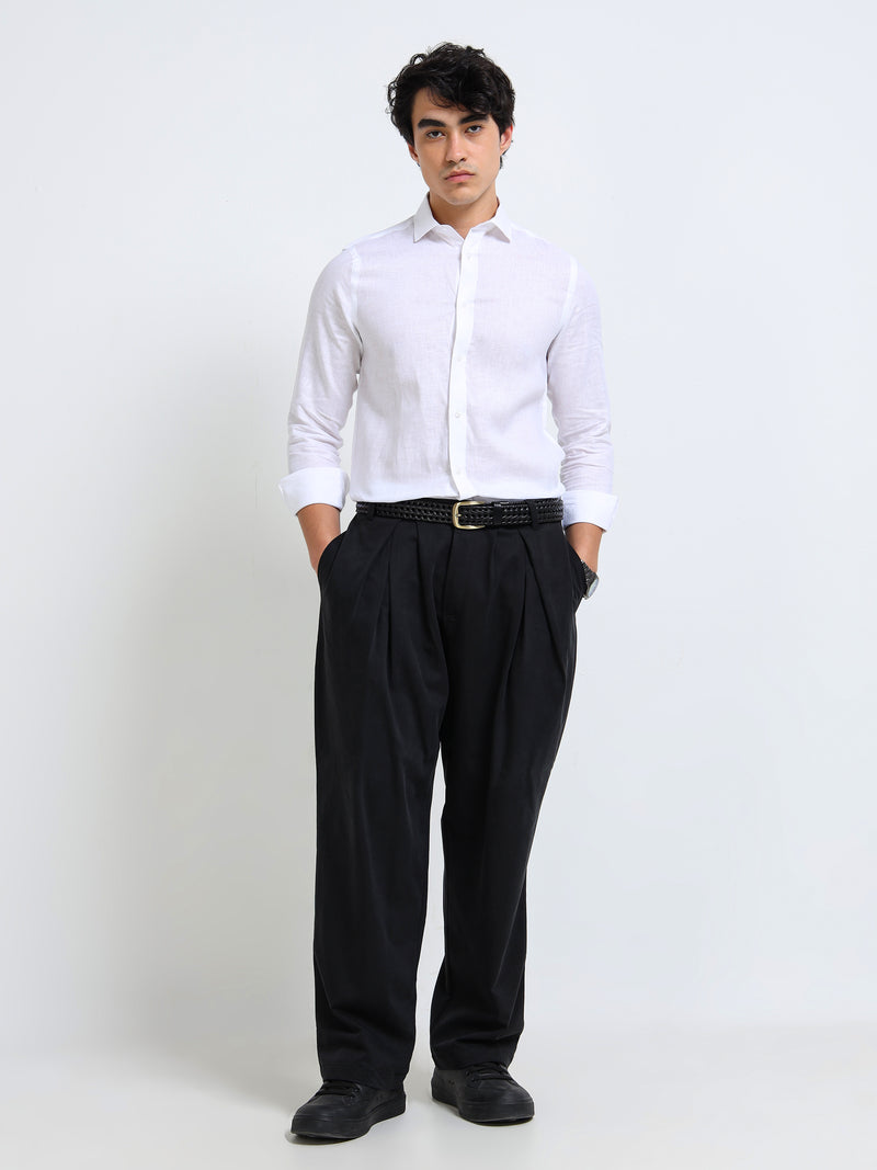 RELAXED-FIT LINEN SHIRT — White