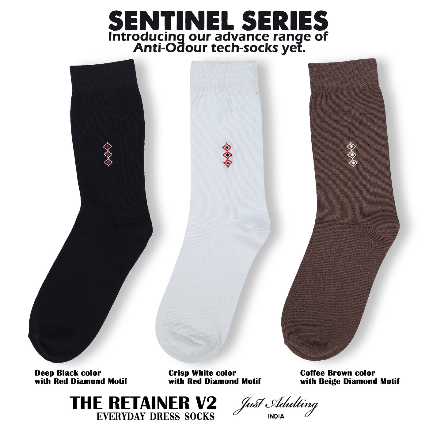 Retainer V2 No-Smell Cotton Socks (Pack of 3)