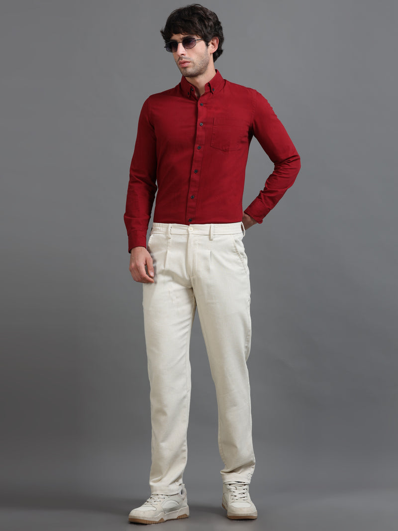 Beige Smart Casual Drawstring Trouser