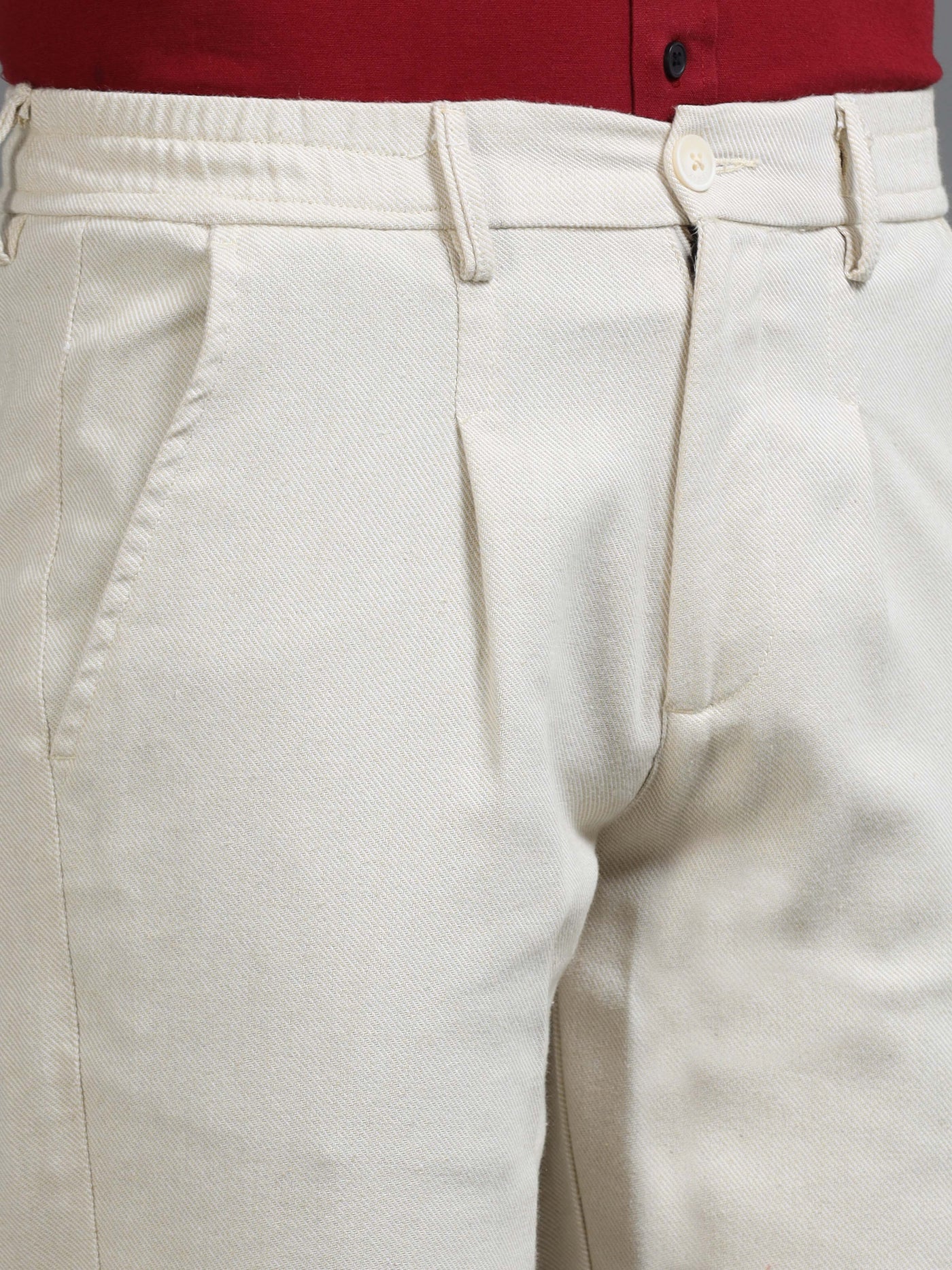 Beige Smart Casual Drawstring Trouser