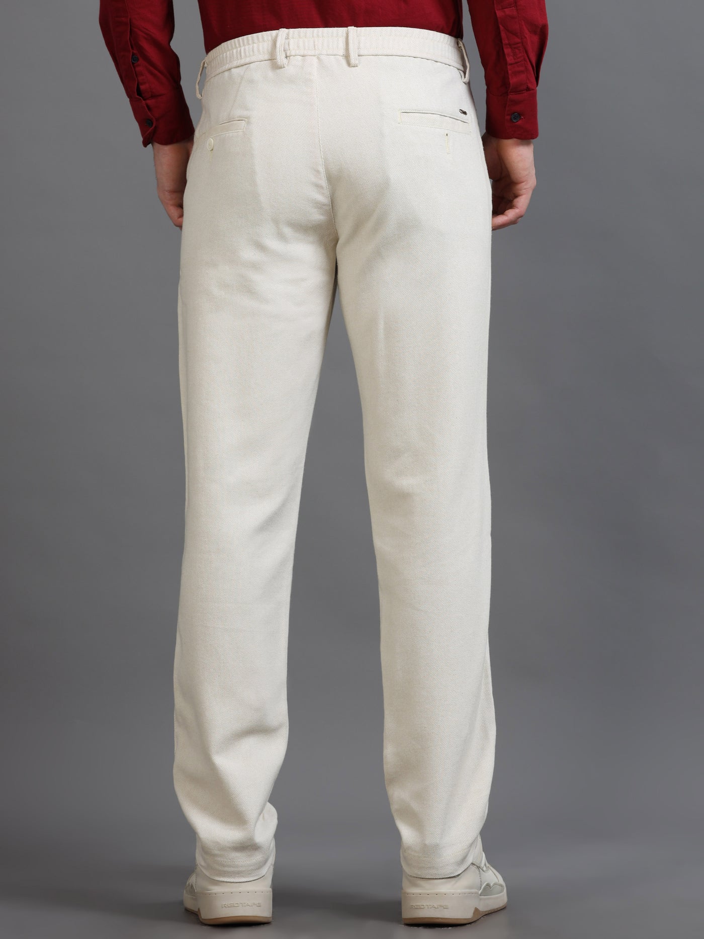 Beige Smart Casual Drawstring Trouser