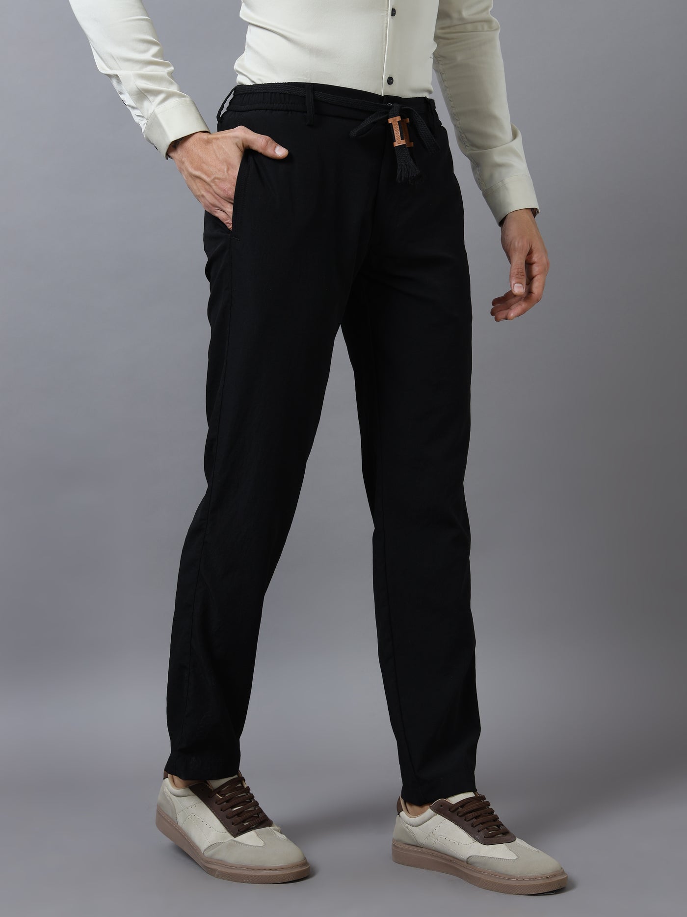 Elegant Classic Drawstring Tailored Trousers