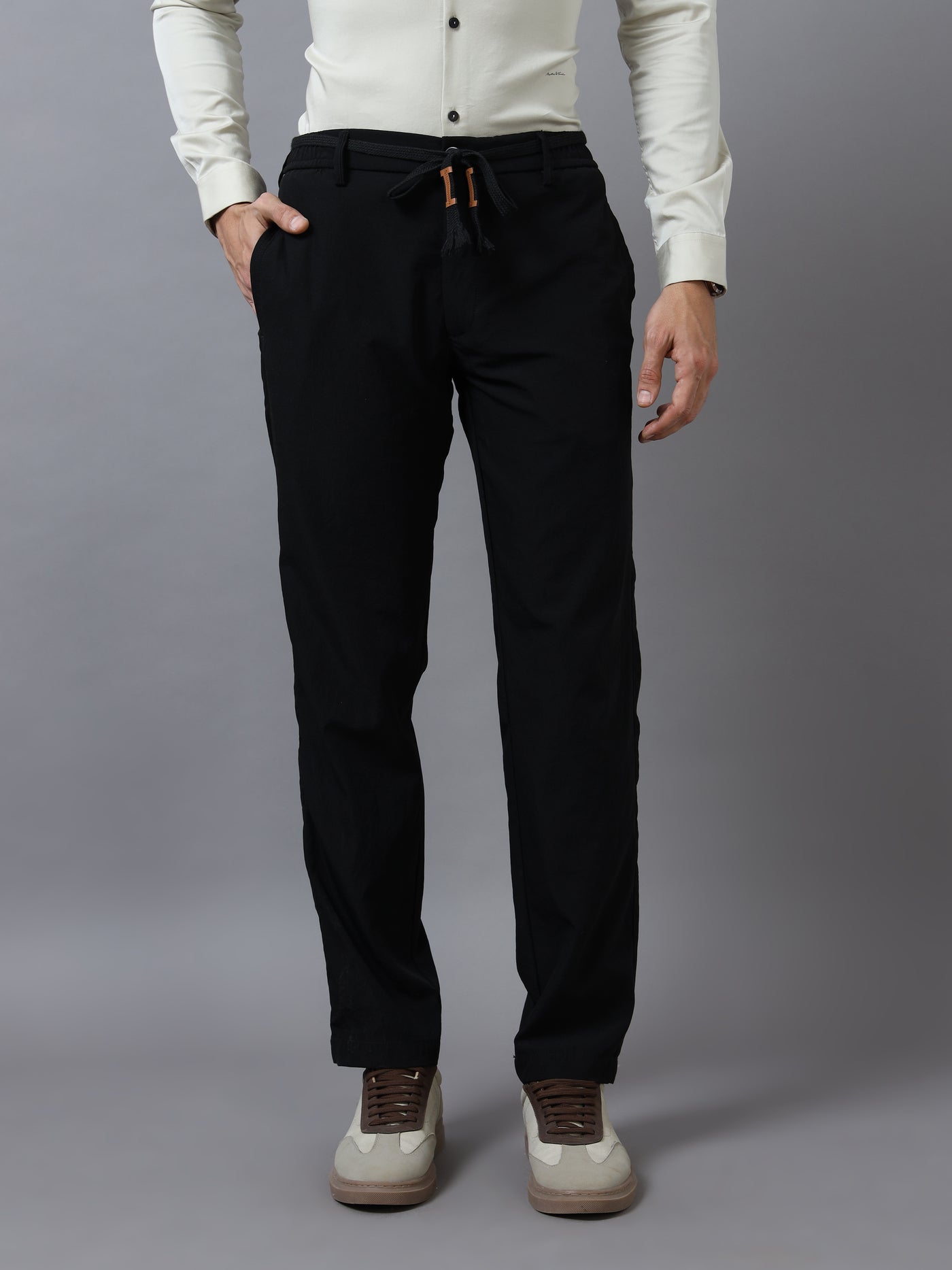 Elegant Classic Drawstring Tailored Trousers