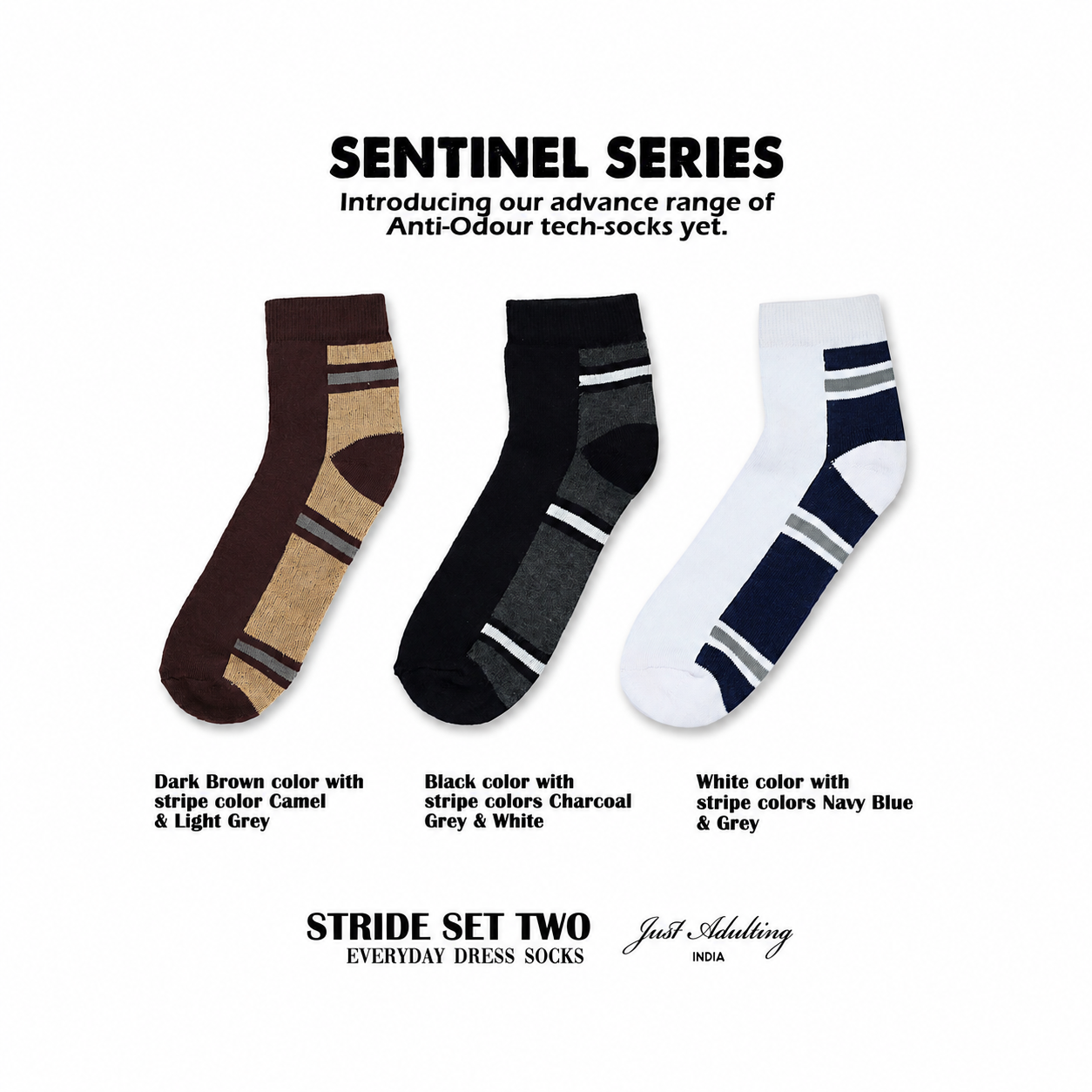 Stride Set Two No-Smell Cotton Socks (Pack of 3)