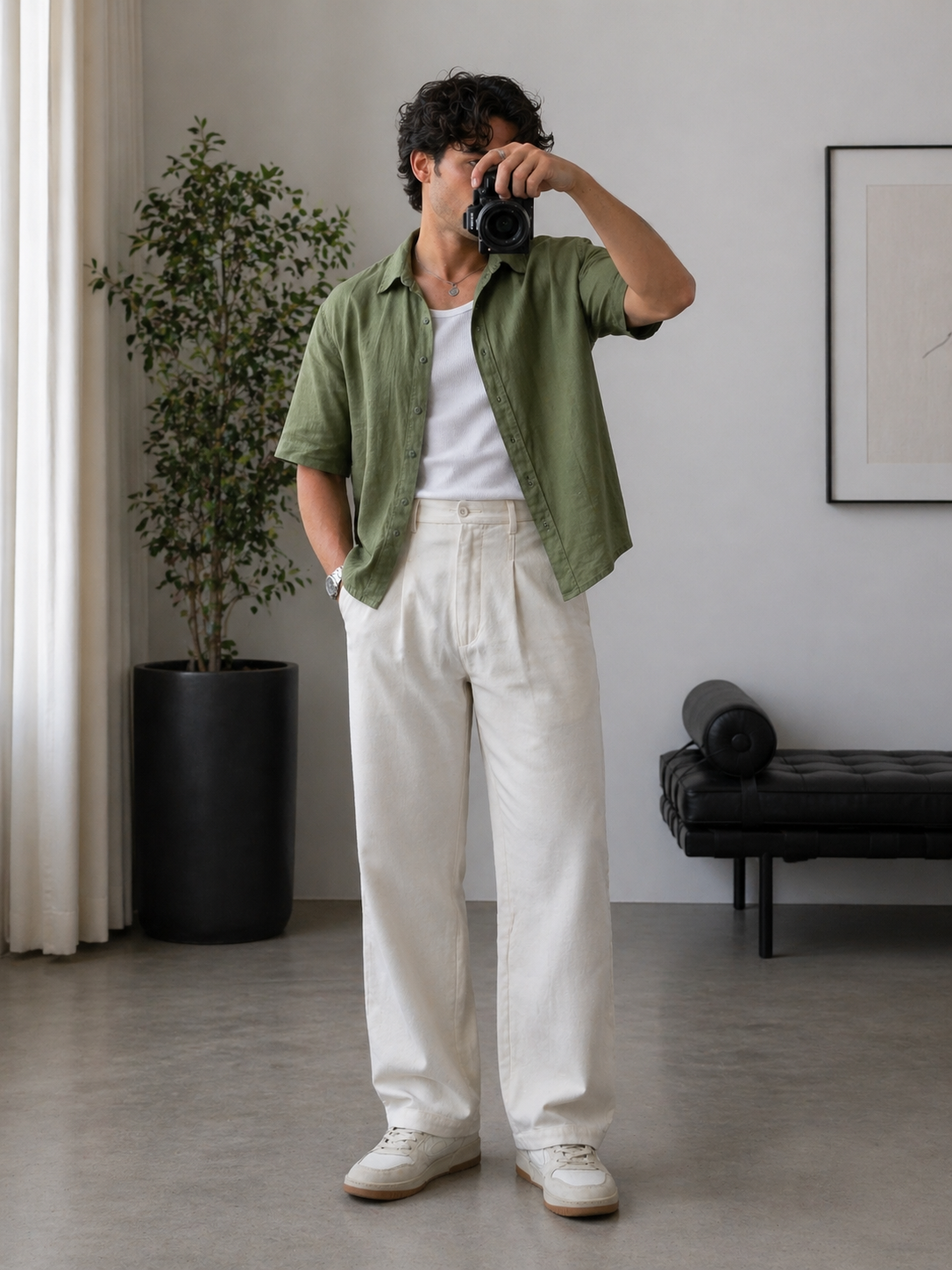 Beige Smart Casual Drawstring Trouser