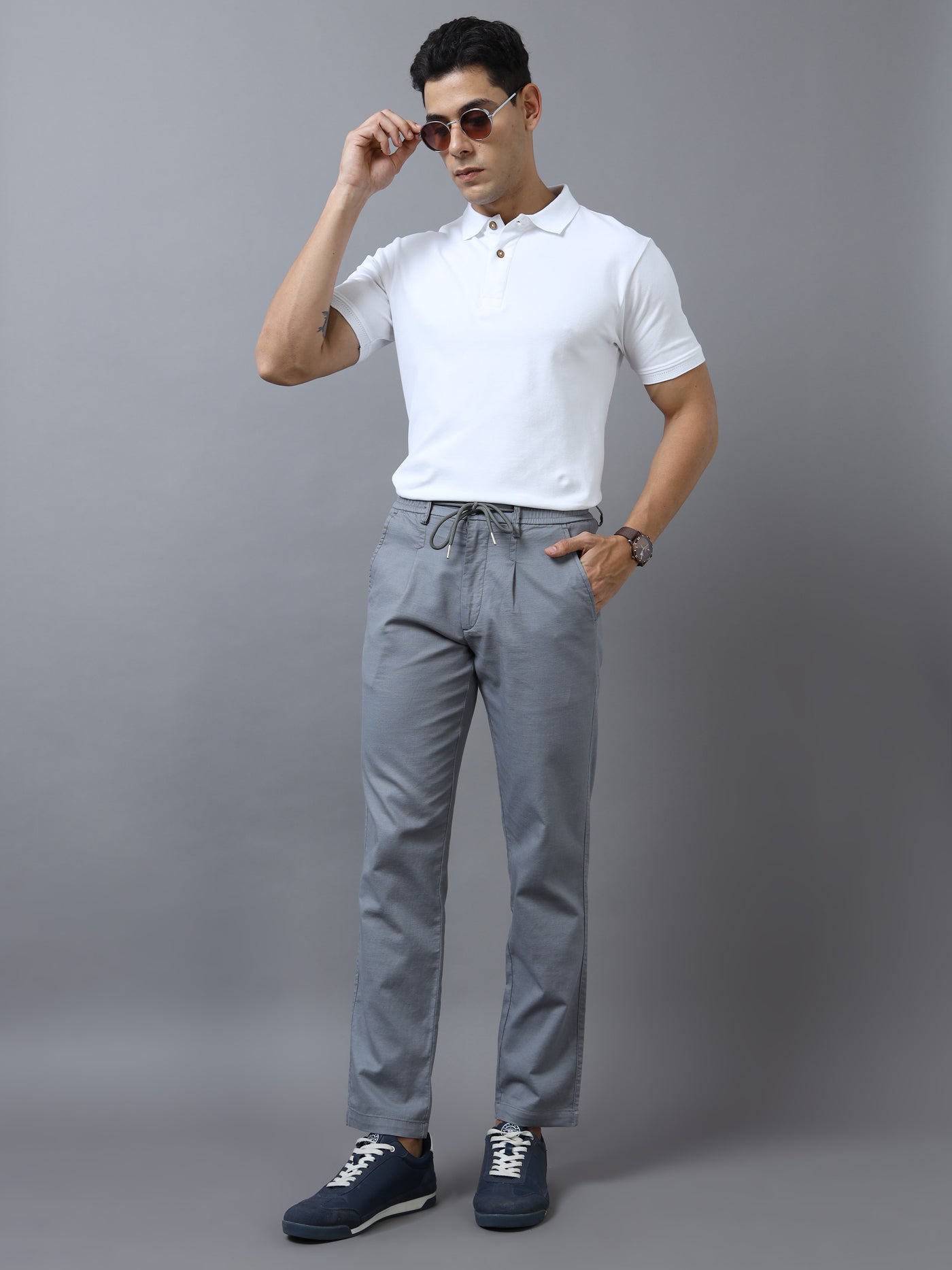 Grey Pinstripe Formal Pants