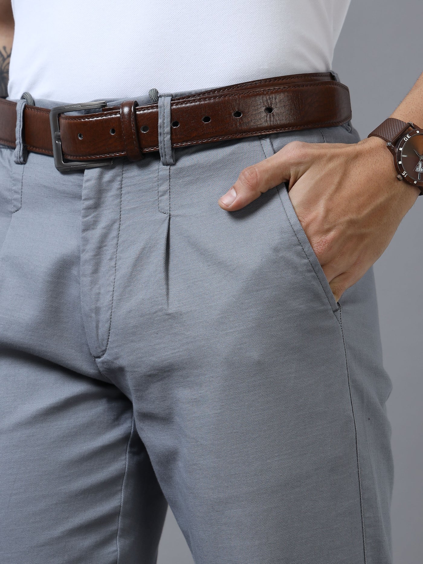 Grey Pinstripe Formal Pants