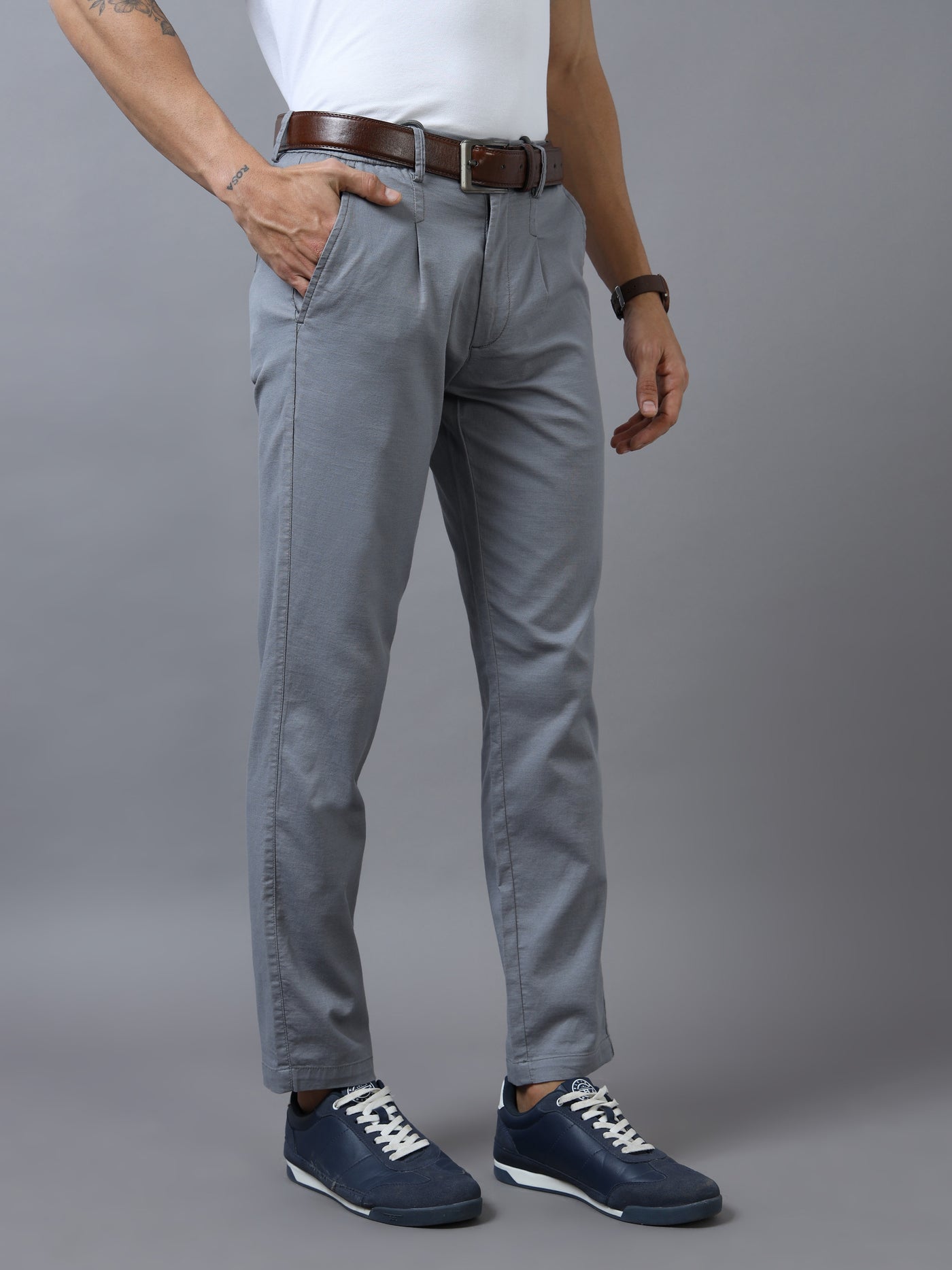 Grey Classic Relaxed Fit Drawstring Pant