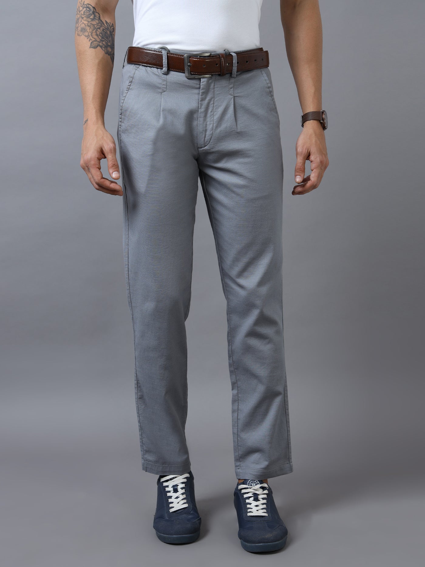Grey Pinstripe Formal Pants