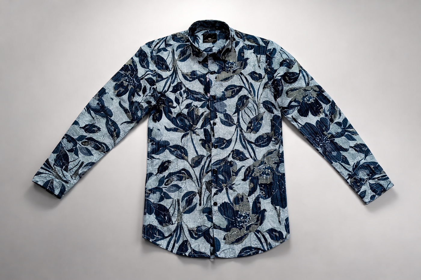 Tropical Blue Leaf Print Shirt