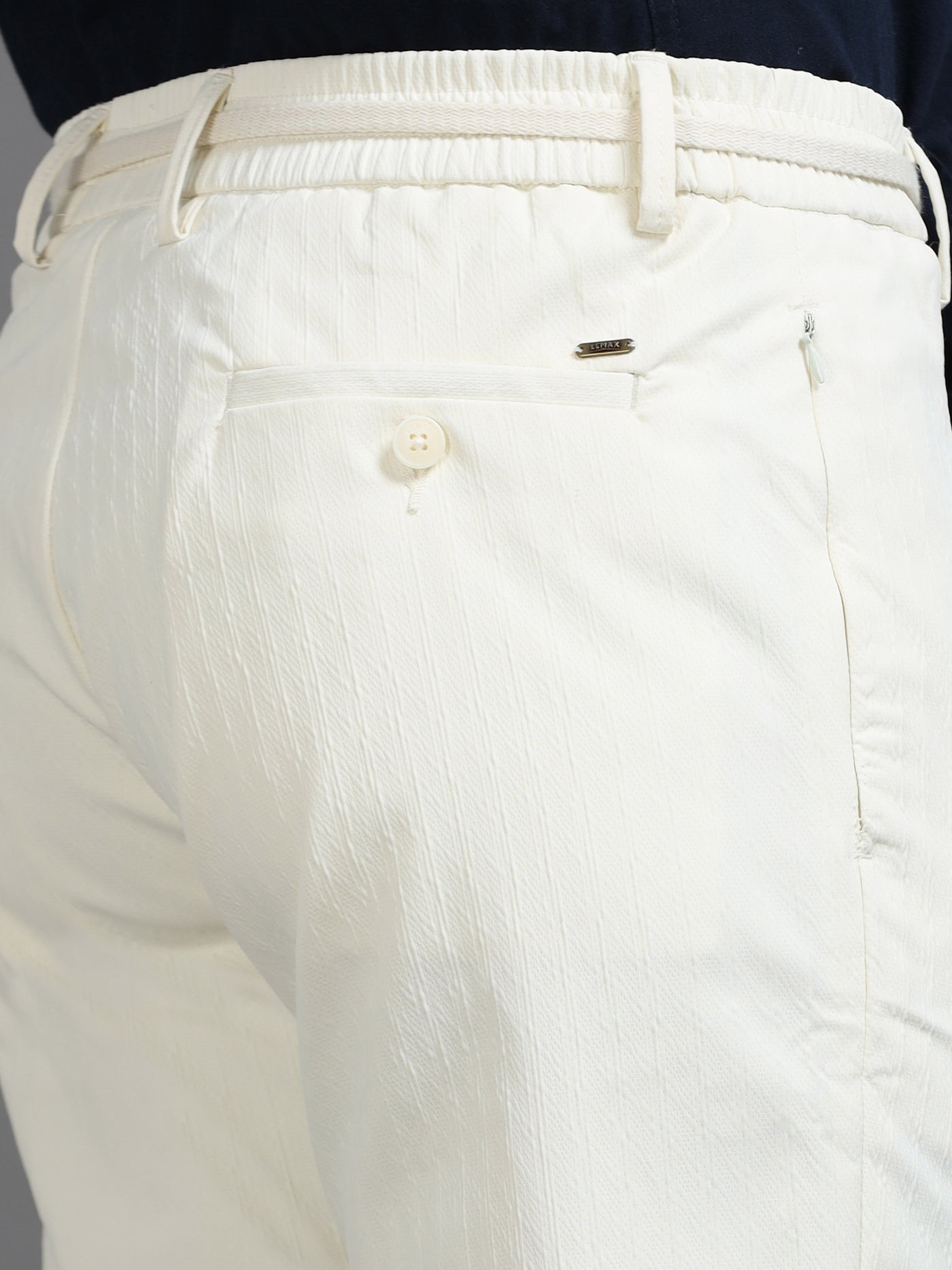 Ivory Minimalist Drawstring Tailored Fit Trouser