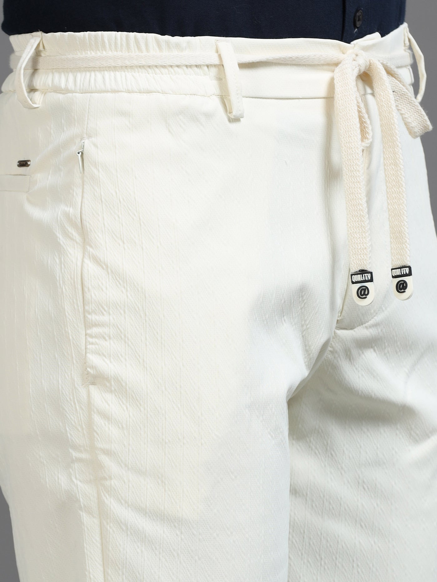 Ivory Minimalist Drawstring Tailored Fit Trouser