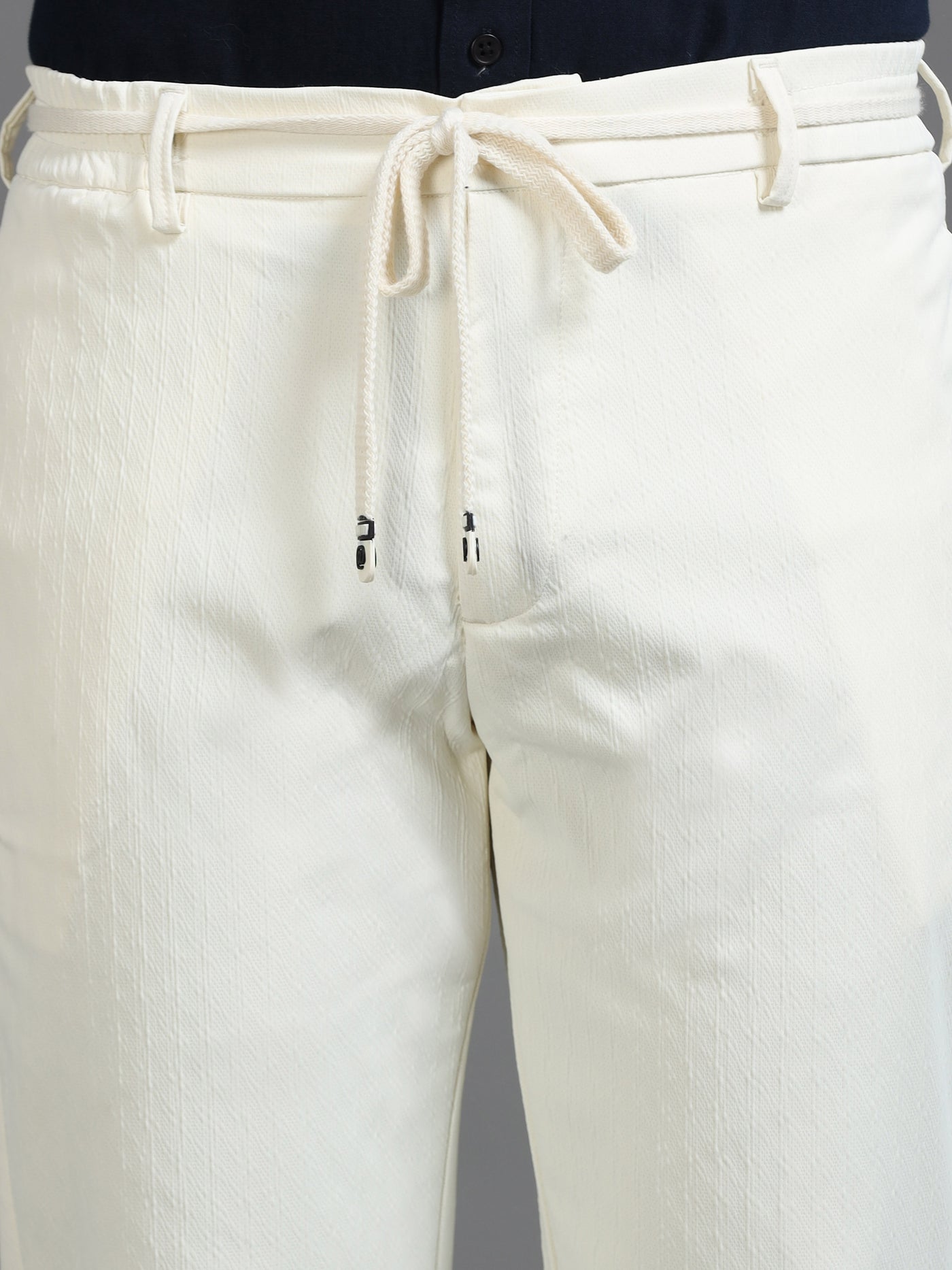 Ivory Minimalist Drawstring Tailored Fit Trouser