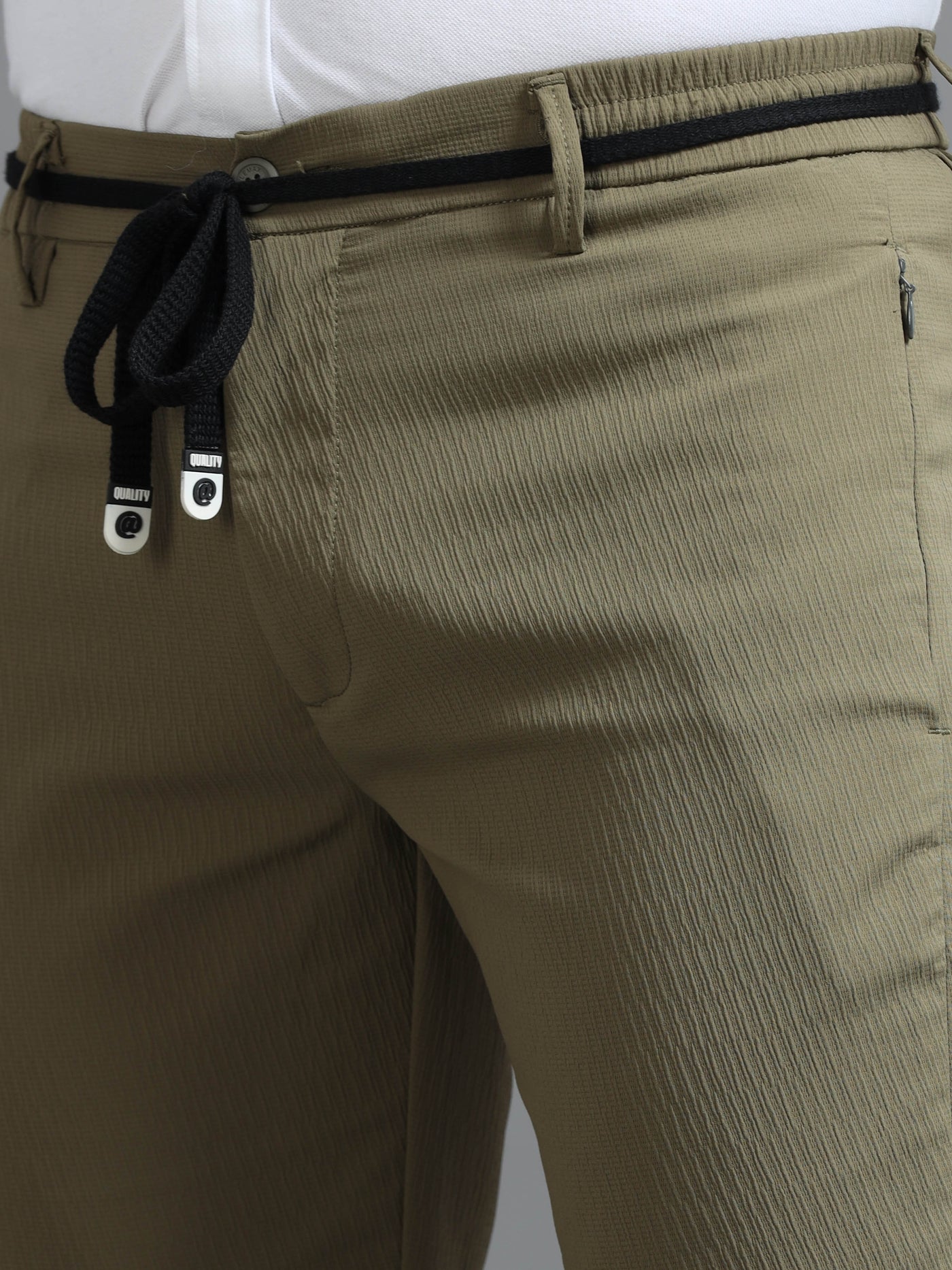 Olive Green Smart Fit Drawstring Trouser
