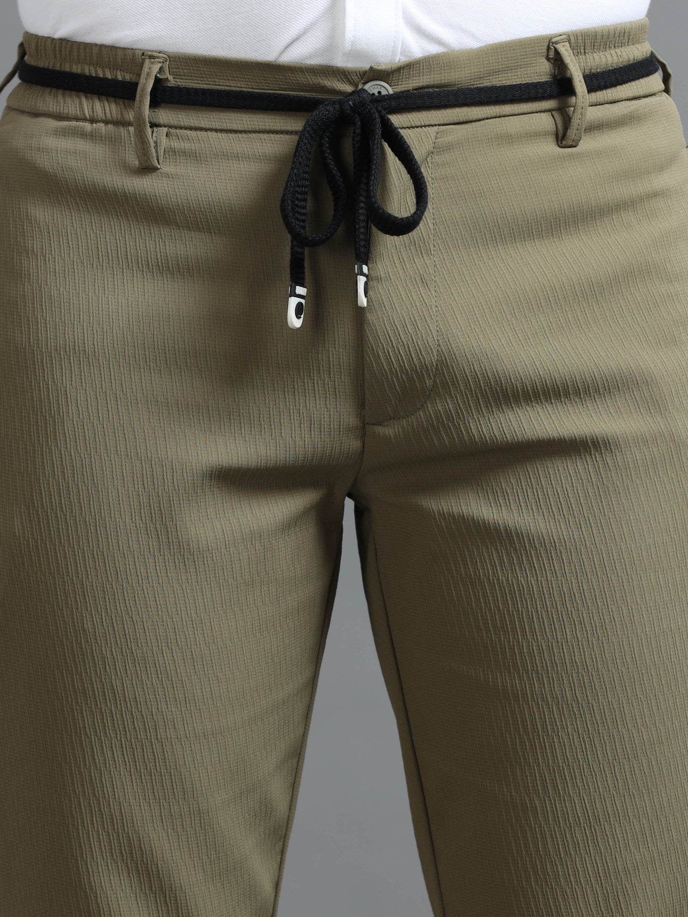 Olive Green Smart Fit Drawstring Trouser