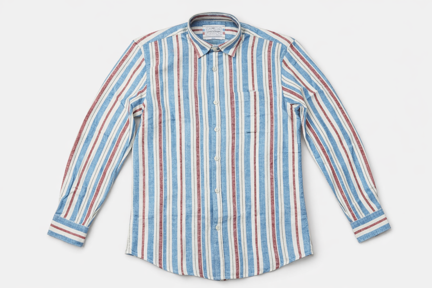 Brick Red & Blue Stripes Shirt