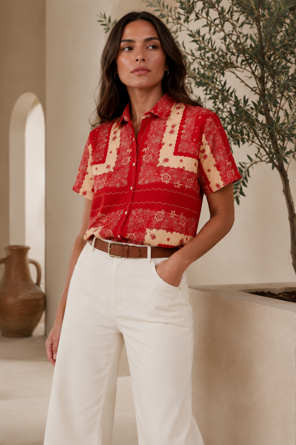 Surkh courtyard half sleeves shirt