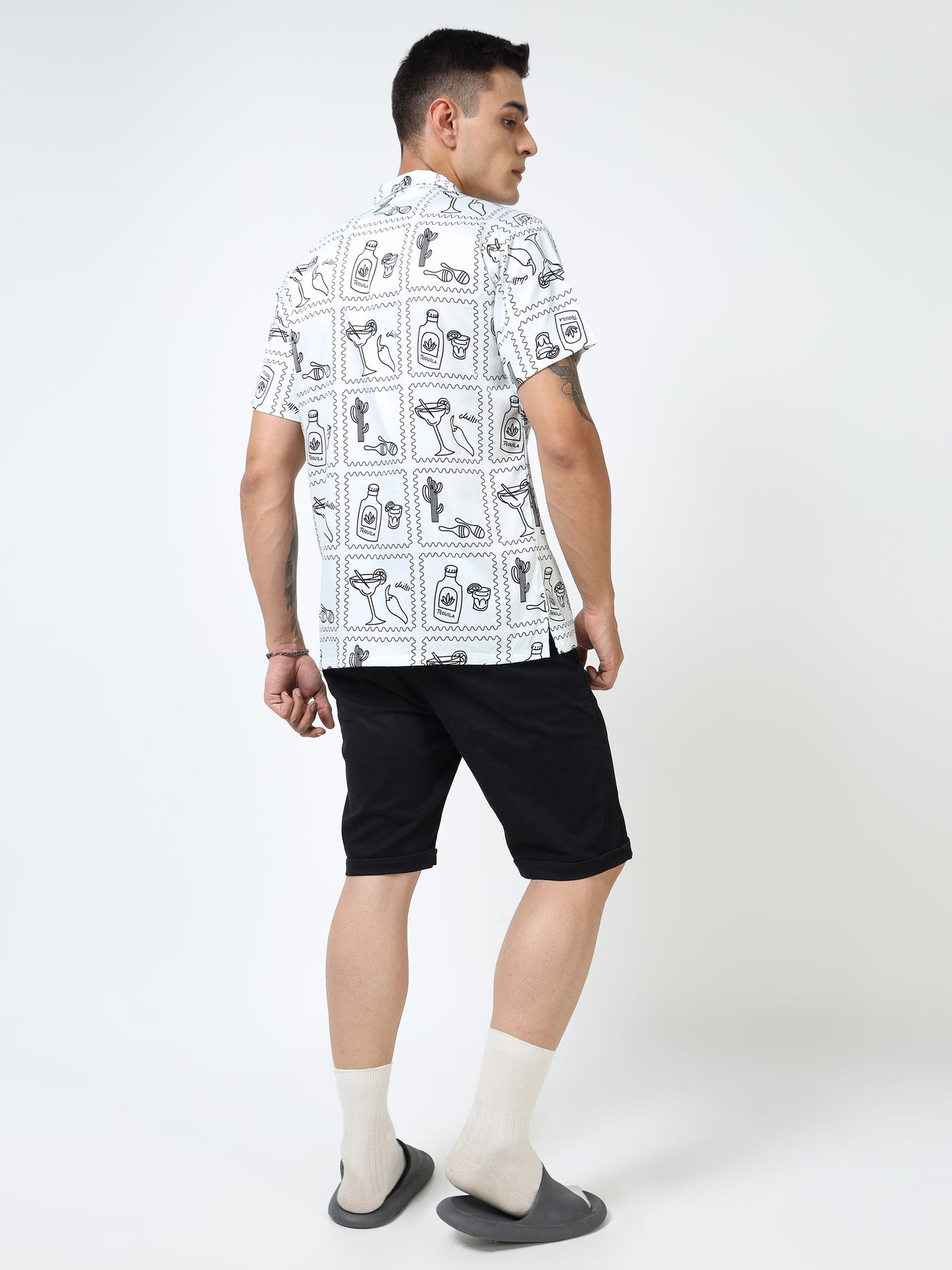 The Tequila Postcard Hand painted Cuban Shirt