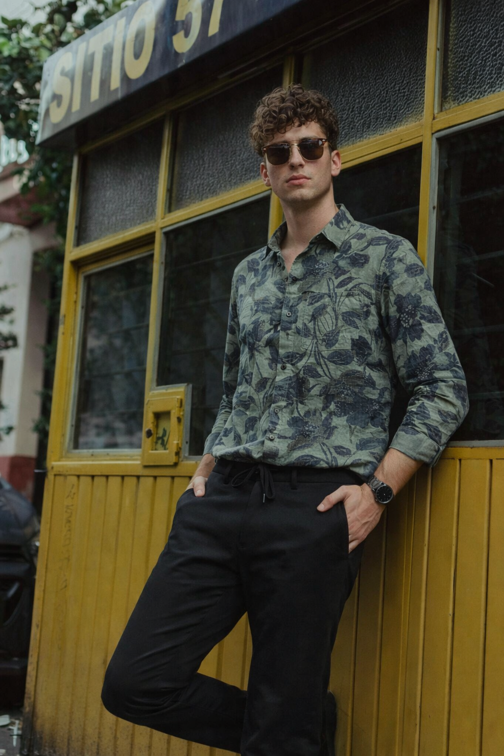 Tropical Green Leaf Print Shirt