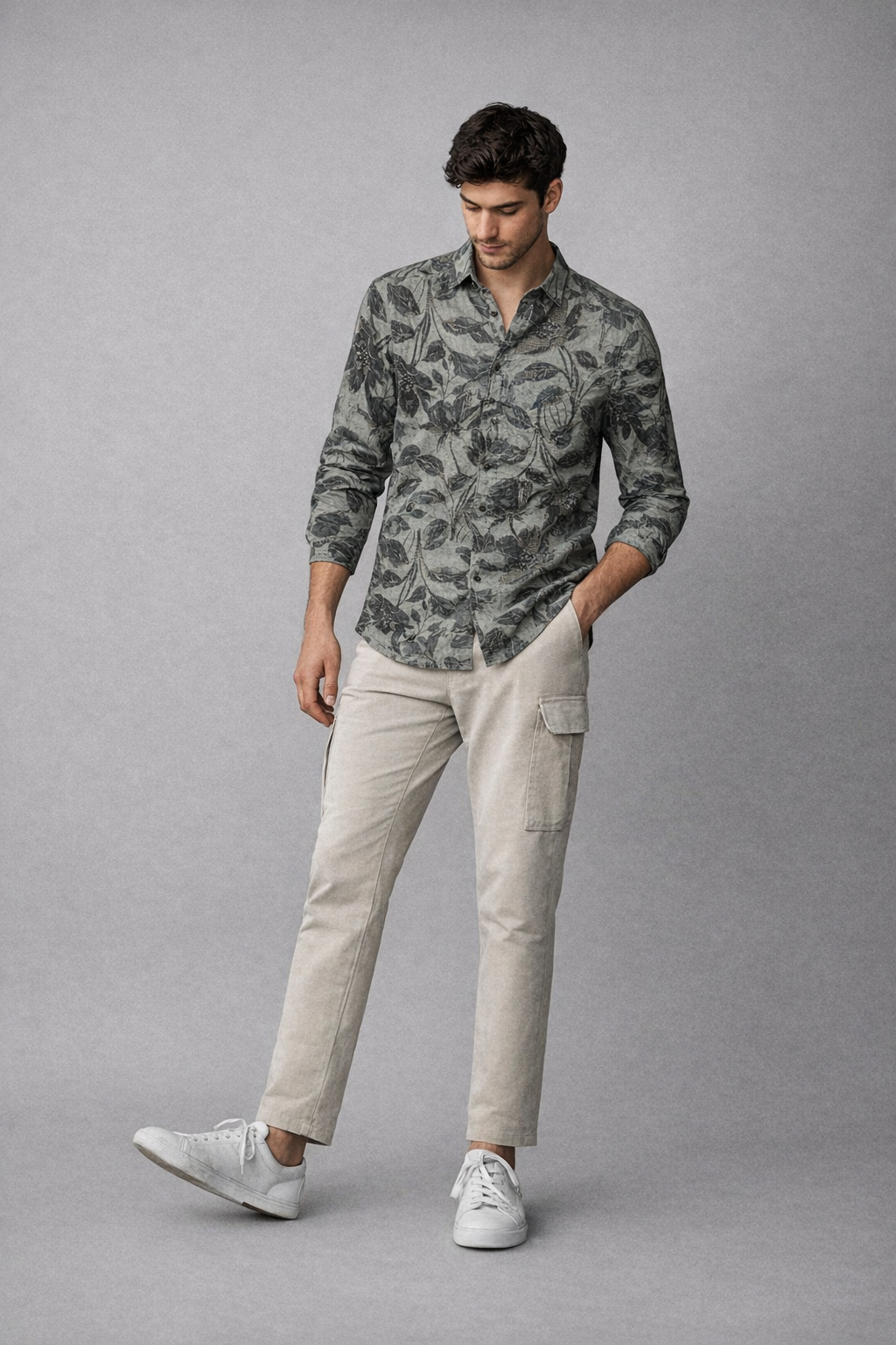 Tropical Green Leaf Print Shirt
