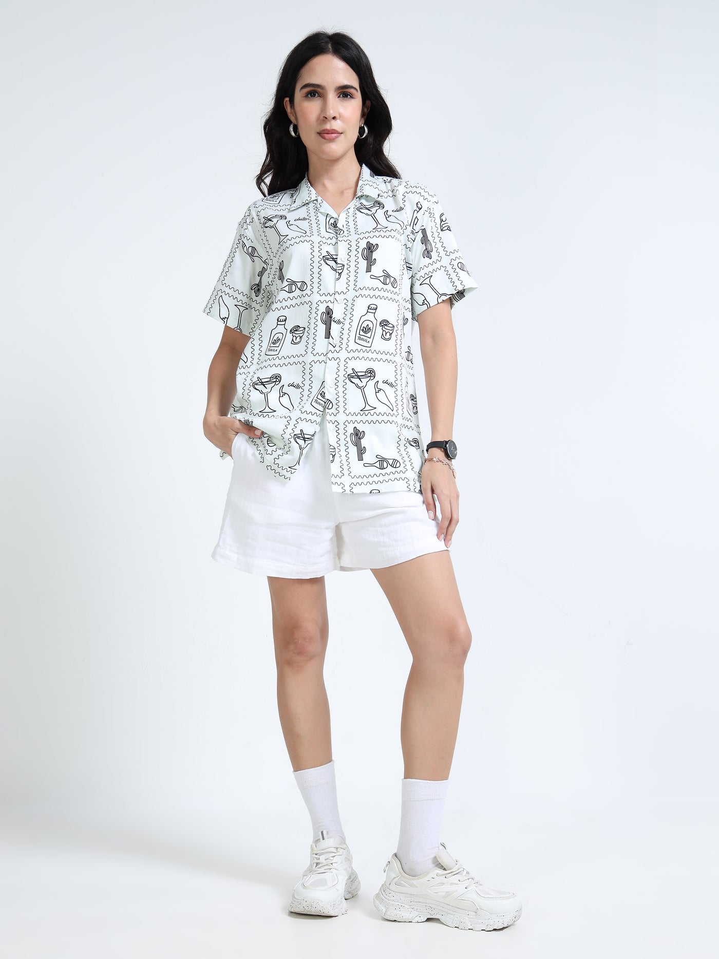 The Tequila Postcard Hand painted Cuban Shirt